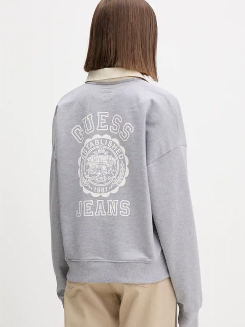 Guess Jeans bluza bawełniana damska kolor szary z nadrukiem W5YQ16 K68I4 - zdjęcie produktu nr 2