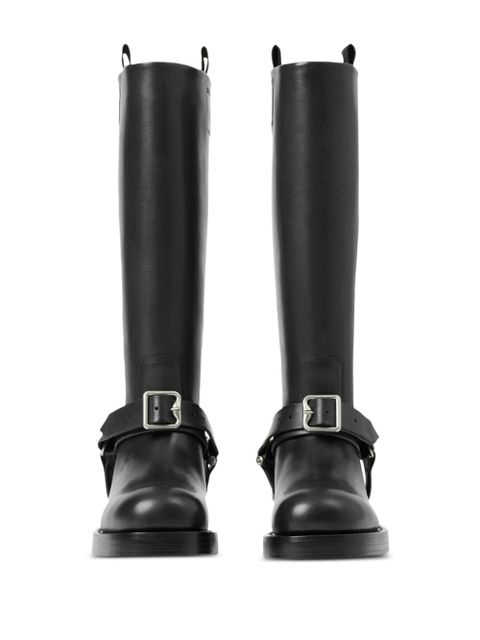Burberry Saddle knee-high leather boots - Black