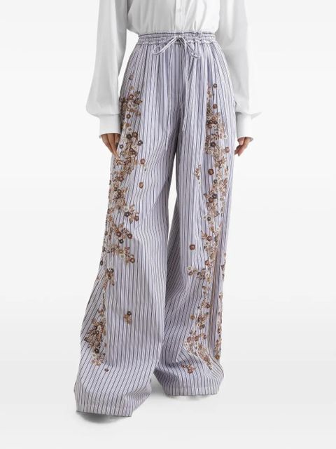 Dolce & Gabbana striped poplin trousers with flower embroidery - Purple