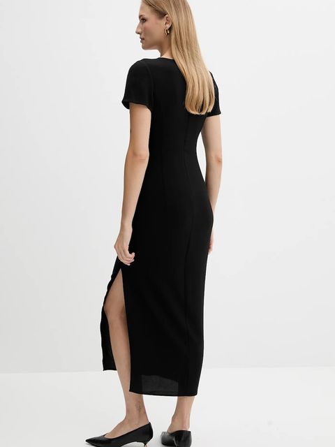 Armani Exchange sukienka kolor czarny maxi dopasowana XW000665 AF10872