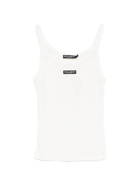 Dolce & Gabbana logo-patch ribbed top - Neutrals - zdjęcie produktu nr 1