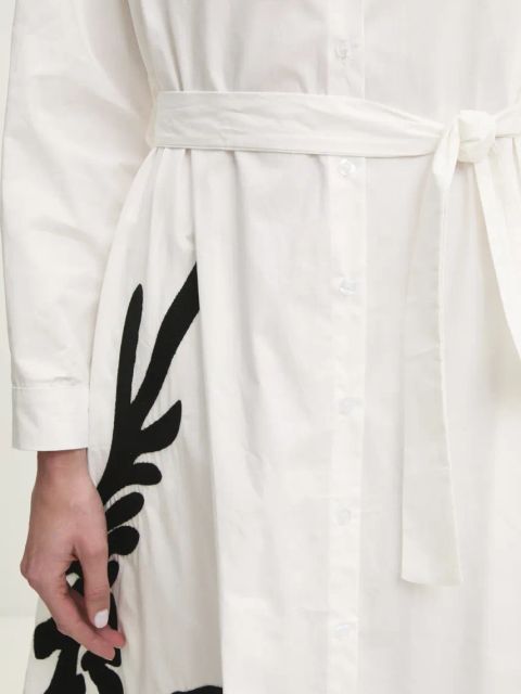 Answear.LAB sukienka bawełniana kolor biały midi rozkloszowana