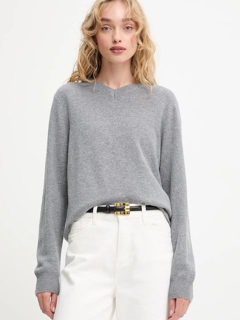 Answear.LAB sweter z wełny merino damski kolor szary lekki