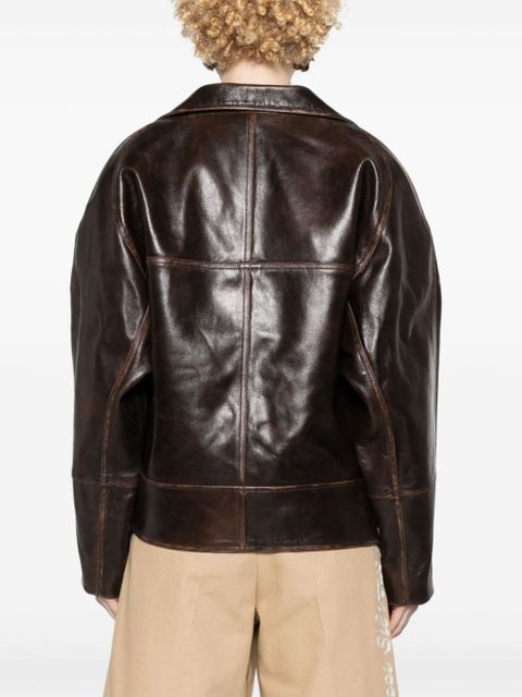 SANDRO oversized leather jacket - Brown - zdjęcie produktu nr 2