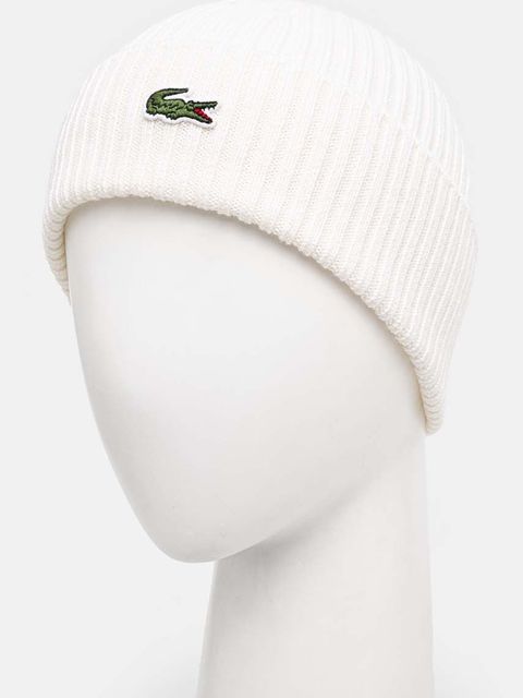 Lacoste czapka wełniana kolor biały wełniana - zdjęcie produktu nr 2