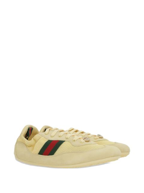 Gucci logo striped leather sneakers - Neutrals - zdjęcie produktu nr 2