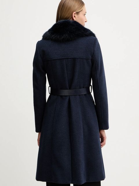 Guess płaszcz z domieszką wełny NEW PATRICE kolor granatowy W5BL25 W2672