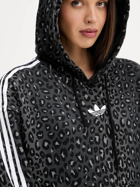 adidas Originals bluza Graphic Lo Hd damska kolor czarny z kapturem wzorzysta JV7561