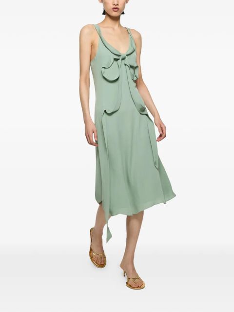 Acne Studios bow-detail silk midi dress - Green - zdjęcie produktu nr 2