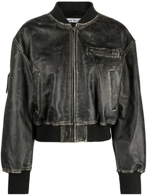 Acne Studios distressed-effect leather jacket - Black - zdjęcie produktu nr 1
