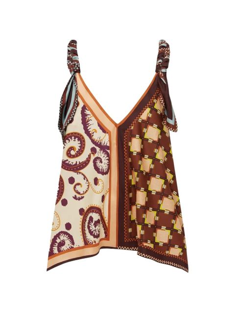 ALEMAIS Wilson mixed-print handkerchief-hem top - Brown - zdjęcie produktu nr 1