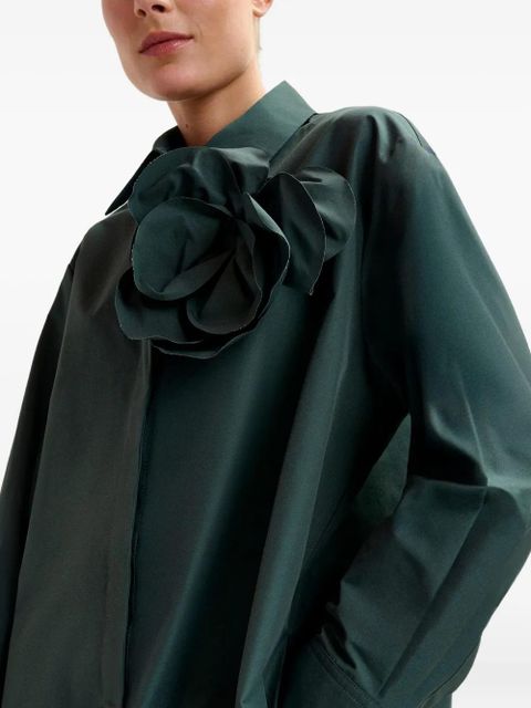 Essentiel Antwerp flower-embellished ruffled-hem mini dress - Green