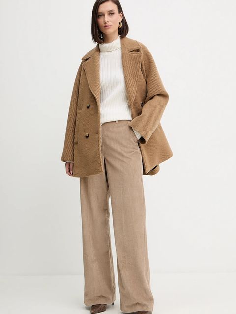 Simona Corsellini sweter wełniany damski kolor beżowy lekki z golfem A25CPMGG08S1 - zdjęcie produktu nr 2