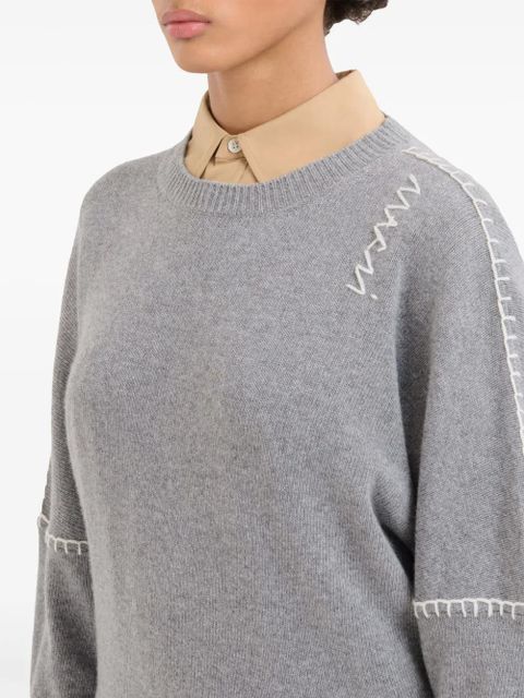Marni whipstitch-trim sweater - Grey
