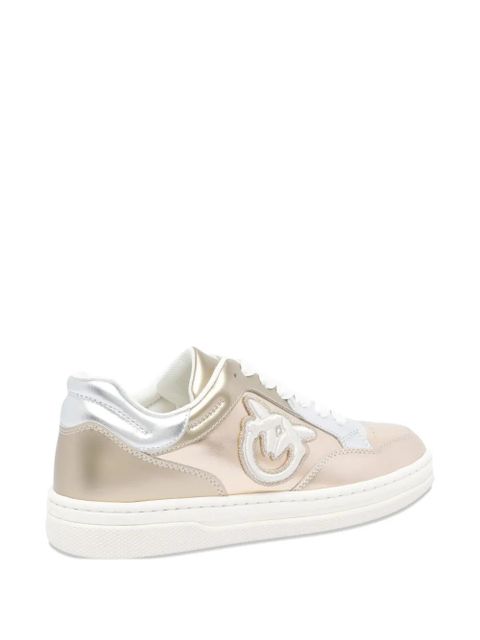 PINKO metallic logo-detail sneakers - Neutrals