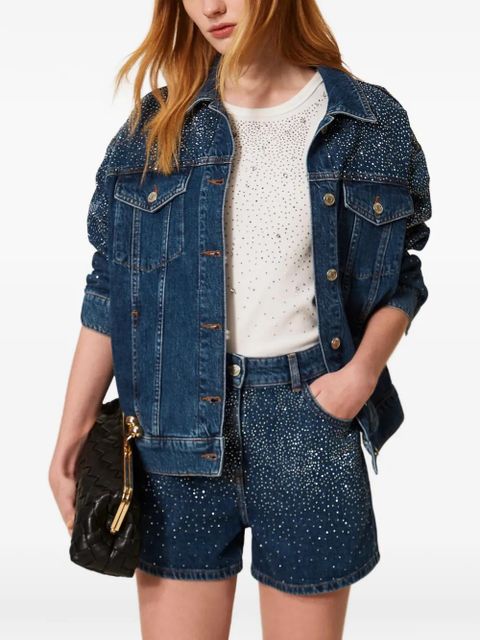 TWINSET rhinestone-detail denim shorts - Blue - zdjęcie produktu nr 2