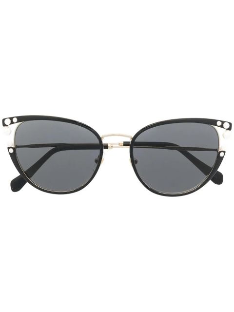 Miu Miu Eyewear faux-pearl cat-eye frame sunglasses - Black - zdjęcie produktu nr 1