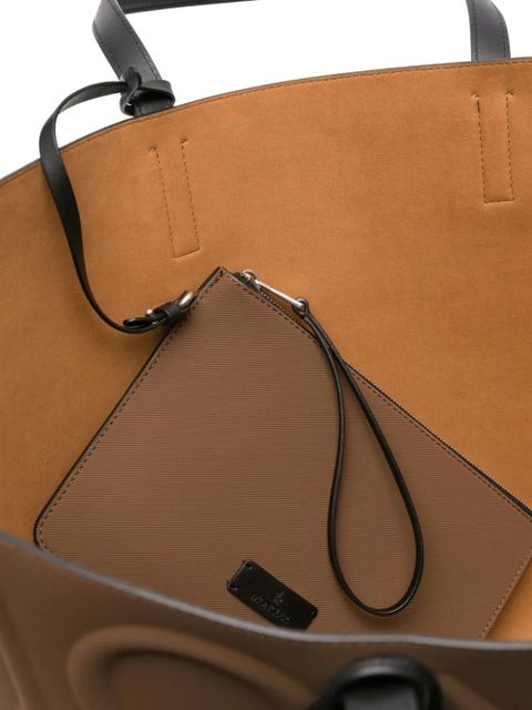 Moncler large leather tote bag - Brown