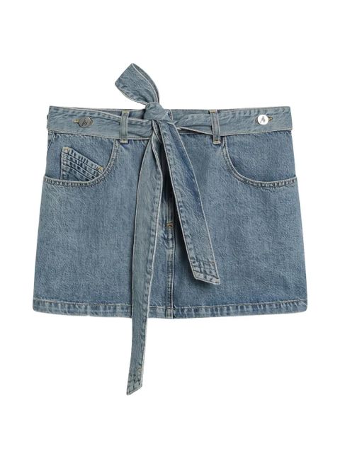The Attico belted denim mini skirt - Blue - zdjęcie produktu nr 1
