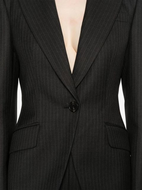 Alexander McQueen single-breasted pinstriped blazer - Grey