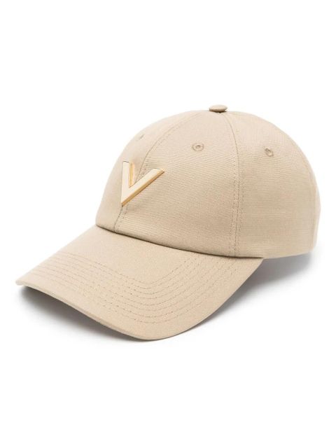 Valentino Garavani logo-plaque canvas cap - Neutrals