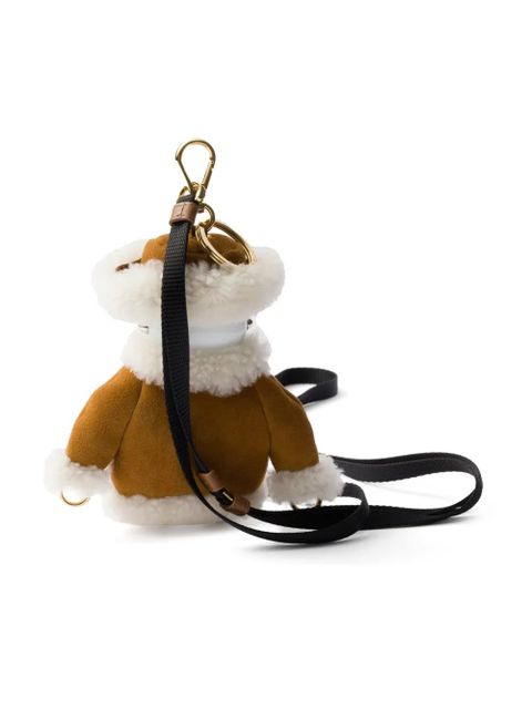 Prada shearling suede keyring - Brown