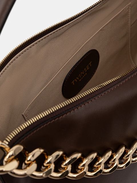 Twinset torebka skórzana kolor brązowy 252TB7161