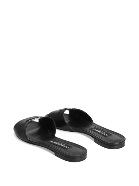 Dolce & Gabbana silk nappa leather flat slippers - Black
