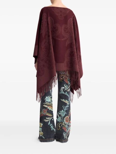 ETRO jacquard-paisley poncho - Red