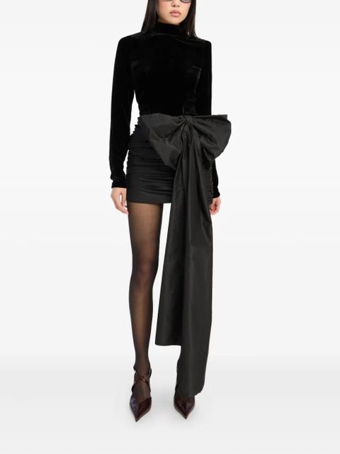 ROTATE BIRGER CHRISTENSEN velvet-bow mini dress - Black