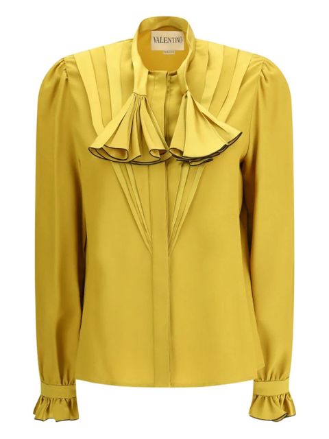 Valentino Garavani ruffled-trim shirt - Yellow - zdjęcie produktu nr 1