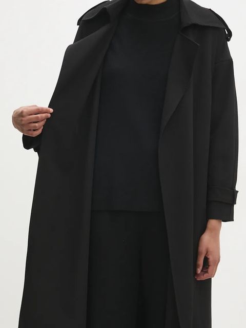 Answear Lab płaszcz damski kolor czarny przejściowy oversize