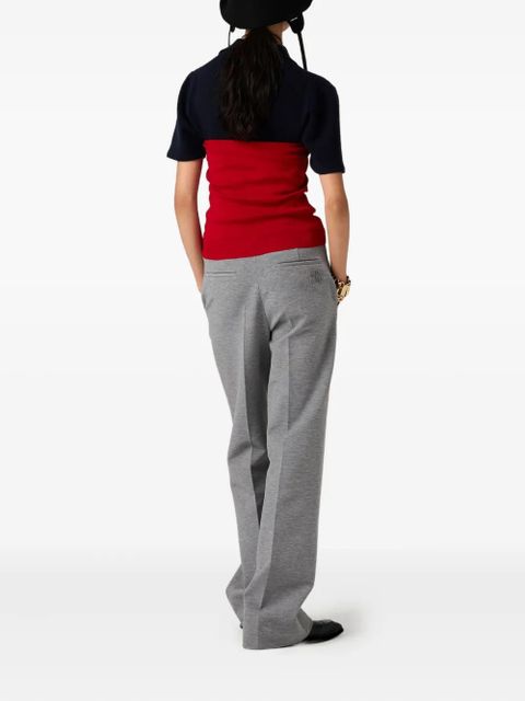 Miu Miu embroidered-logo trousers - Grey