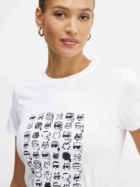 Karl Lagerfeld t-shirt bawełniany IKON damski kolor biały A1W17124