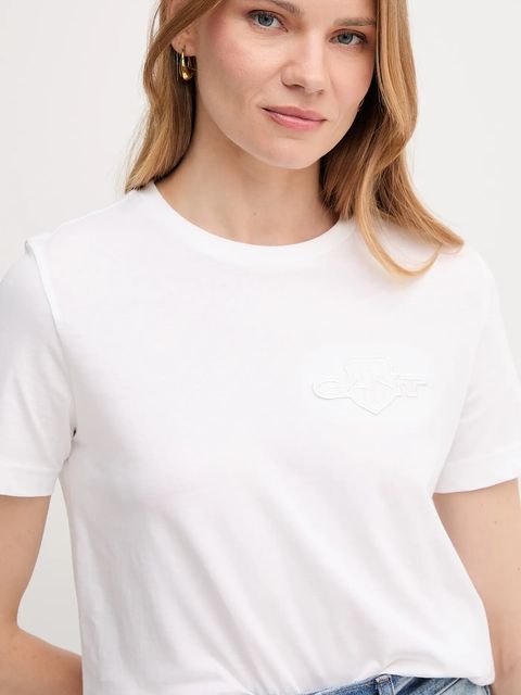 Gant t-shirt bawełniany damski kolor biały 4202589