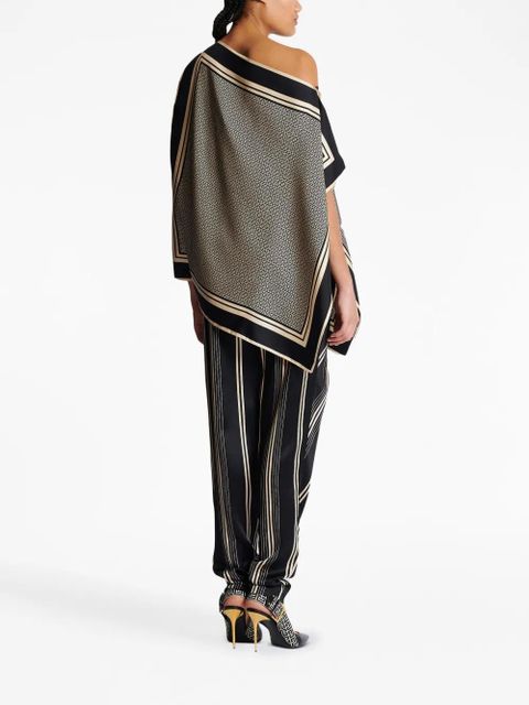 Balmain asymmetric monogram silk top - Black