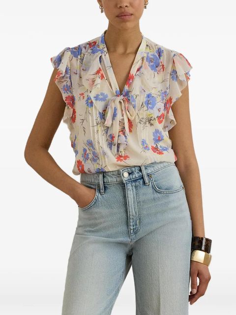 Lauren Ralph Lauren floral-print ruffled blouse - Neutrals - zdjęcie produktu nr 2