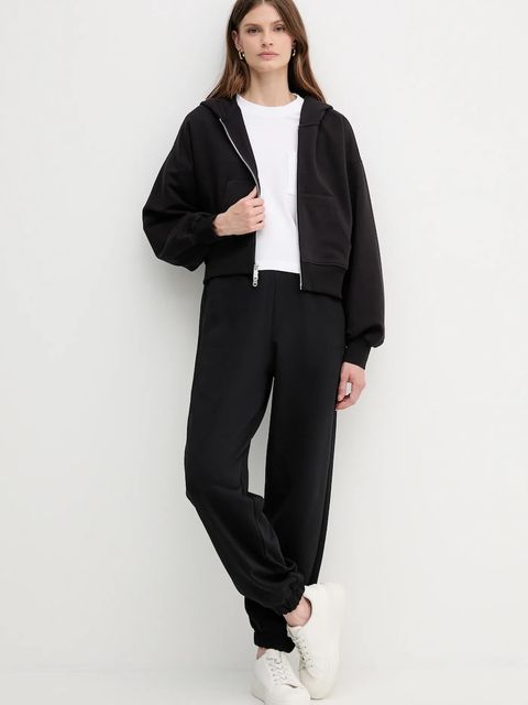 Calvin Klein Jeans bluza bawełniana damska kolor czarny z kapturem gładka LV047C216G - zdjęcie produktu nr 2