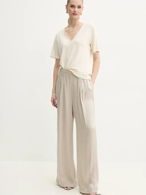 Patrizia Pepe t-shirt lniany damski kolor beżowy 2M4459 J291