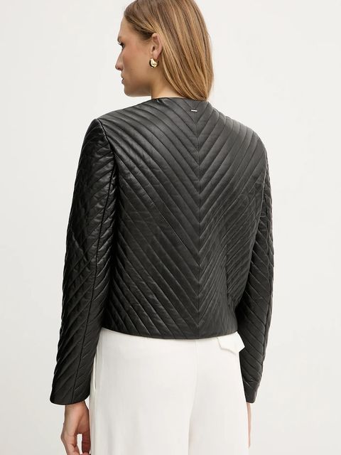 BOSS kurtka skórzana kolor czarny przejściowa 50541919