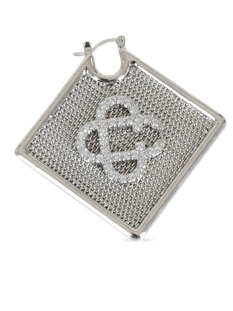 Casablanca mesh-texture crystal-logo earrings - Silver - zdjęcie produktu nr 2