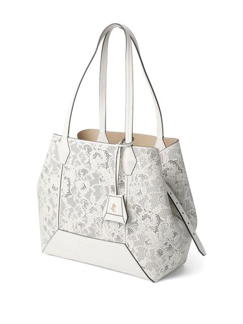 Jimmy Choo perforated-embellished tote bag - White
