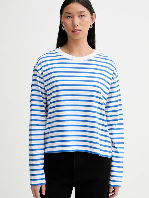Marc O'Polo longsleeve bawełniany kolor niebieski cold shoulder 5000007507 - zdjęcie produktu nr 1