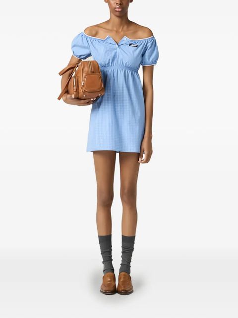 Miu Miu checked poplin mini-dress - Blue - zdjęcie produktu nr 1