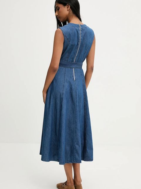 Answear.LAB sukienka jeansowa kolor niebieski midi rozkloszowana - zdjęcie produktu nr 2