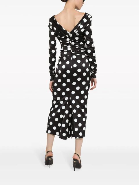 Dolce & Gabbana polka dot-print satin dress - Black