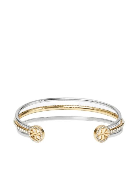 Tory Burch Icon Mixed pavé cuff bracelet - Silver