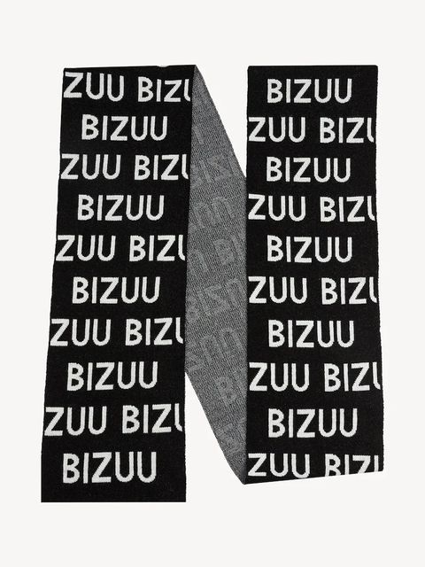 Bizuu szalik z dodatkiem wełny LOGGU damski kolor czarny wzorzysty LOGGU CZARNY - zdjęcie produktu nr 1