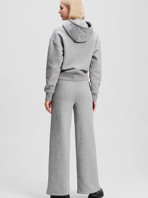 Karl Lagerfeld spodnie dresowe bawełniane IKON damskie kolor szary melanżowe A3W10117