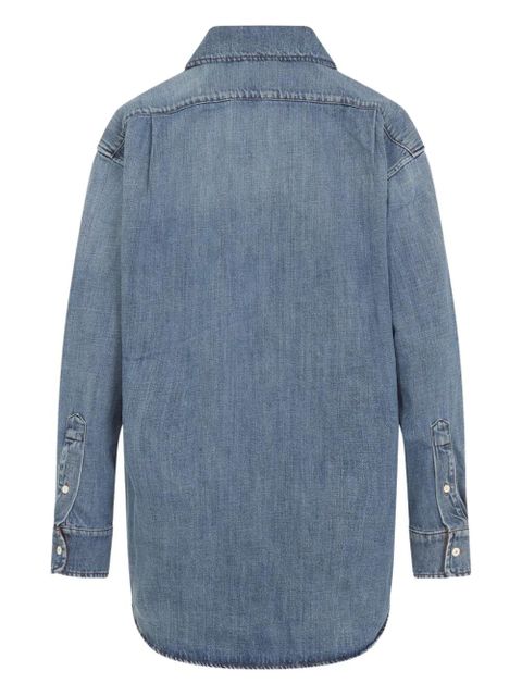 Miu Miu logo-patch shirt - Blue - zdjęcie produktu nr 2